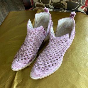 Jeffrey Campbell Lattice Velvet Booties